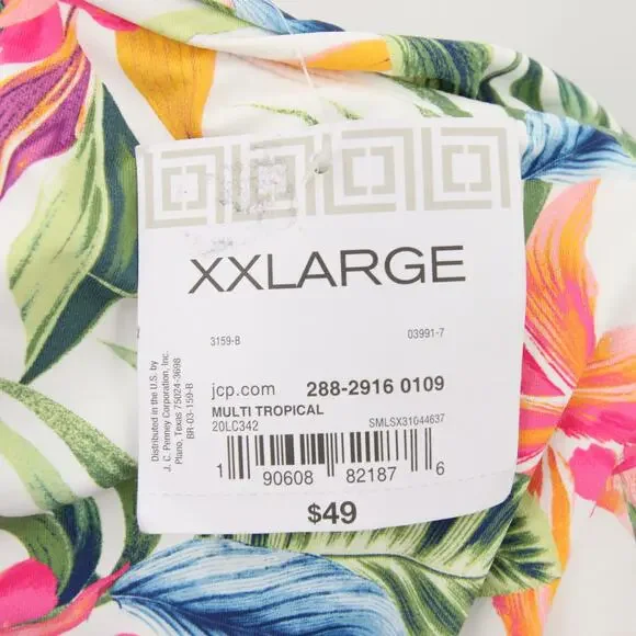 Liz Claiborne Bikini Bottoms Green White Tropical Beach Floral Palm Leaf XXL - Picture 6 of 9